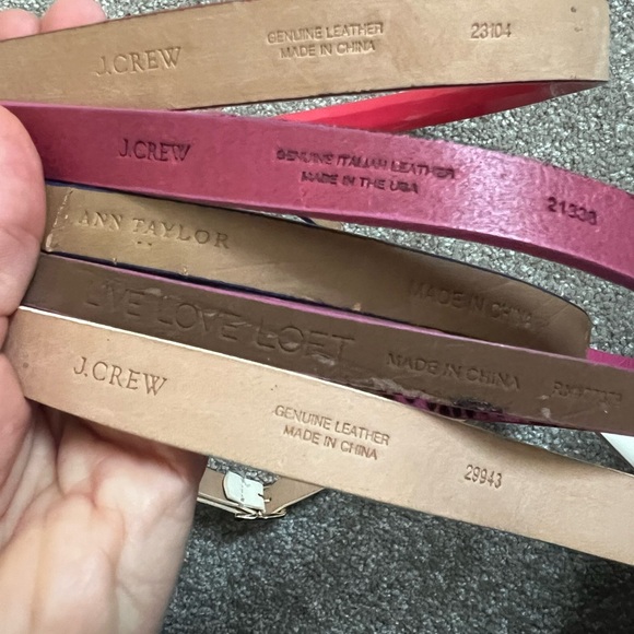 J. Crew Skinny Belts. Set of 5- Pink, Blue, White, Leopard & Hot Pink - Picture 2 of 5